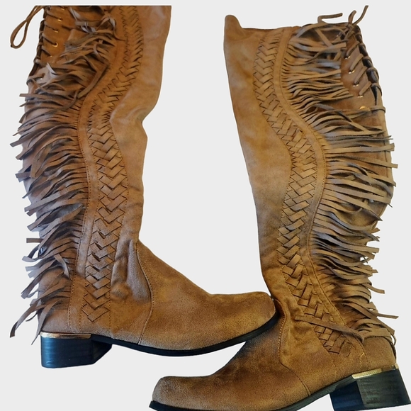 SOLD Lady Couture Fringe/Laced Boots Euro 39 Like New - Picture 5 of 5